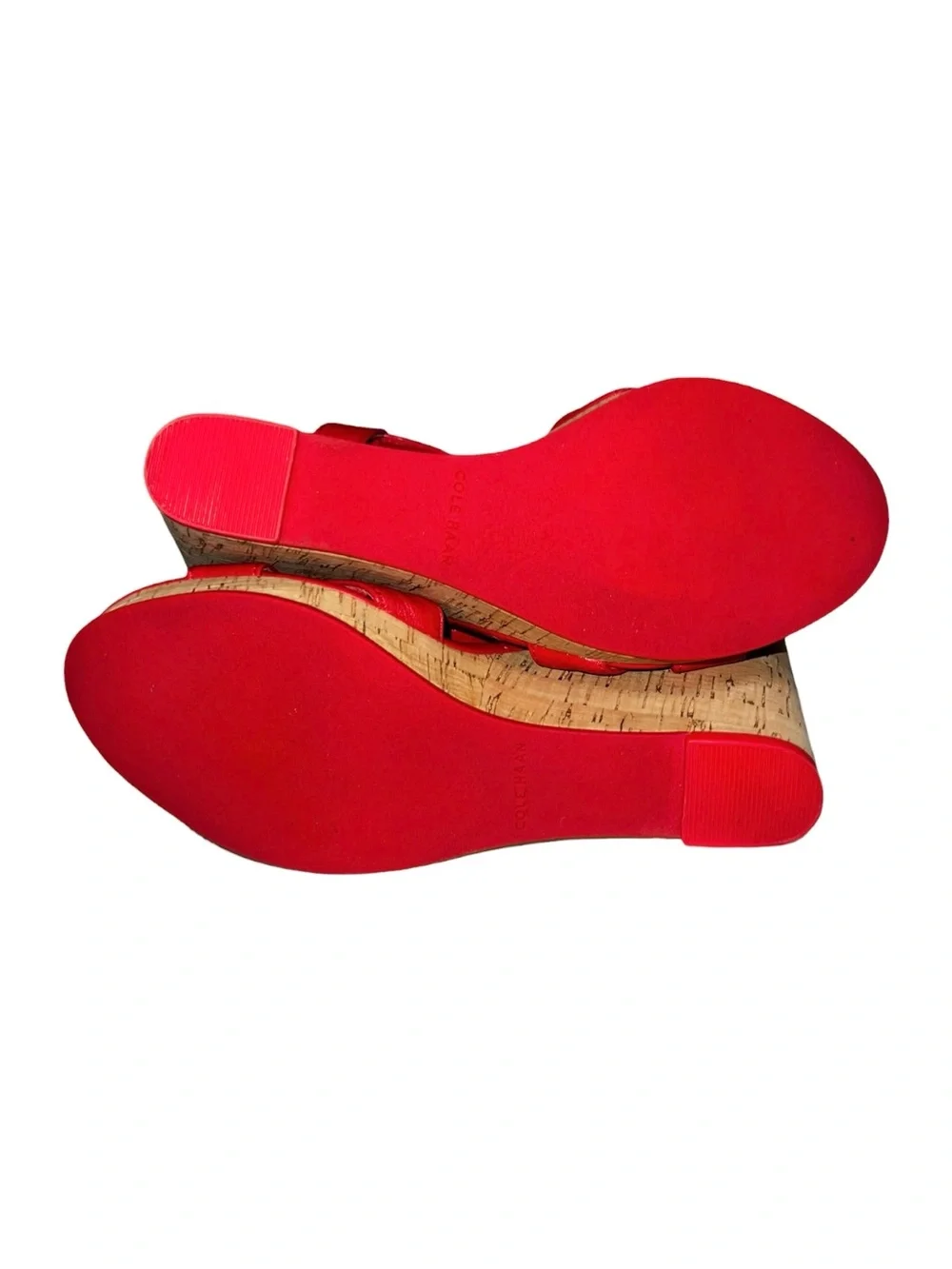 🌻Cole Haan Ayla Wedge Sandals Red Cork Platform Size 6.5 {FLAW - PLEASE READ}